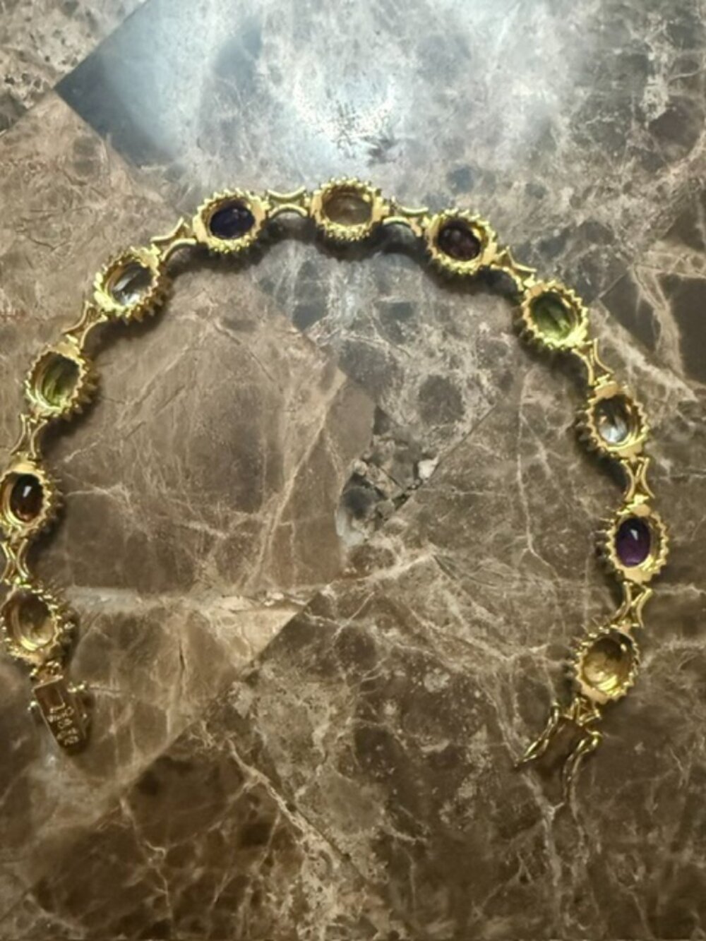 Helzberg Multi-Gemstone Halo Tennis Bracelet 925 Silver 7.5" - Picture 3 of 4